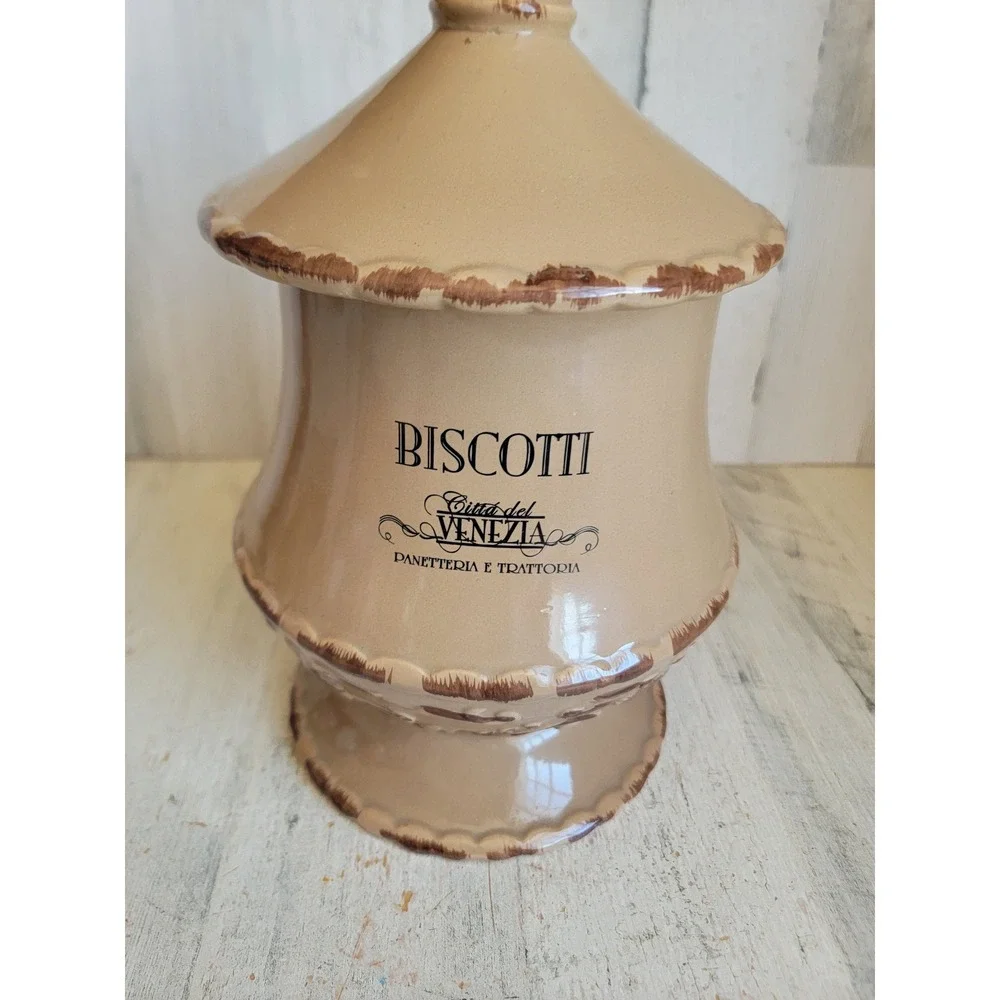 Biscotti Brown Cookie Jar citta del Venezia Ceramic Designpac Panetteria
